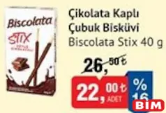 BİSCOLATA STİX ÇİKOLATA KAPLI ÇUBUK BİSKÜVİ 40 G